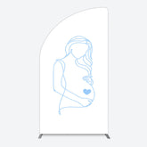 Aperturee - Aperturee Blue Lined Pregnant Woman Baby Shower Half Moon Arch Backdrop